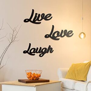 3 pieces wooden cutout sign rustic wood word sign decorative wooden block word signs wooden letter sign freestanding wood sign farmhouse home decor for living room wall decor (live, love, laugh)