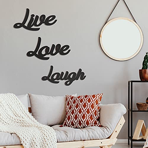 3 Pieces Wooden Cutout Sign Rustic Wood Word Sign Decorative Wooden Block Word Signs Wooden Letter Sign Freestanding Wood Sign Farmhouse Home Decor for Living Room Wall Decor (Live, Love, Laugh)