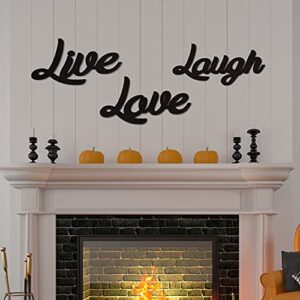 3 Pieces Wooden Cutout Sign Rustic Wood Word Sign Decorative Wooden Block Word Signs Wooden Letter Sign Freestanding Wood Sign Farmhouse Home Decor for Living Room Wall Decor (Live, Love, Laugh)