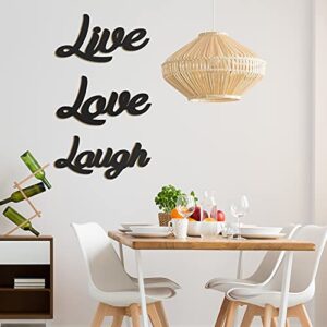 3 Pieces Wooden Cutout Sign Rustic Wood Word Sign Decorative Wooden Block Word Signs Wooden Letter Sign Freestanding Wood Sign Farmhouse Home Decor for Living Room Wall Decor (Live, Love, Laugh)