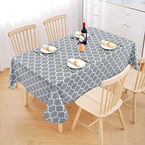 smiry Rectangle Tablecloth, Waterproof Vinyl Tablecloths with Flannel Backing for Rectangle Tables, Wipeable Spillproof Plastic Tablecloth for Dining, Camping, Indoor and Outdoor (60" x 84", Grey)