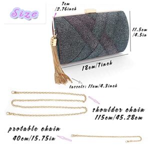 ELABEST Sparkling Gradient Evening Clutch Bag Shiny Handbag Money Purses Sparkly Sequin Crossbody Clutch Bags for Wedding Party Prom (Purple)