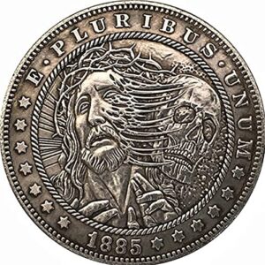 Scary Skull Head Hobo Coin, 1885 US Morgan Copy Antique Hobo Nickel Coin Commemorative Badge Toy