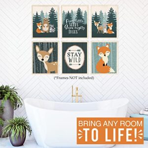 6 Reversible 8x10 Woodland Nursery Decor For Boys Prints, Woodland Nursery Wall Decor, Woodland Baby Shower Decorations, Woodland Creatures Nursery Wall Art Decor, Woodland Animals Posters For Bedroom