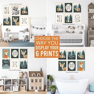 6 Reversible 8x10 Woodland Nursery Decor For Boys Prints, Woodland Nursery Wall Decor, Woodland Baby Shower Decorations, Woodland Creatures Nursery Wall Art Decor, Woodland Animals Posters For Bedroom