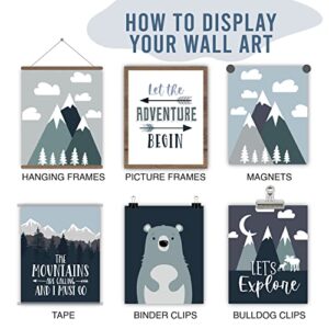 6 Reversible 8x10 Adventure Awaits Wall Decor Prints, Adventure Awaits Sign, Mountain Nursery Decor, Adventure Baby Shower Decorations, Adventure Awaits Baby Shower, Mountain Baby Shower Decorations