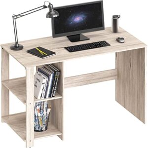 shw home office computer desk with shelves, maple