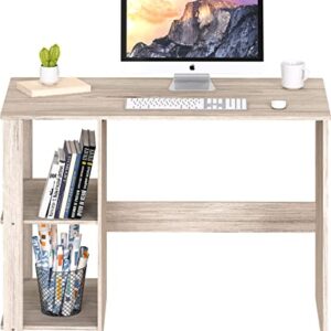 SHW Home Office Computer Desk with Shelves, Maple