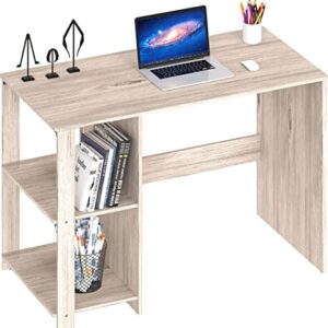 SHW Home Office Computer Desk with Shelves, Maple