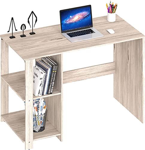 SHW Home Office Computer Desk with Shelves, Maple