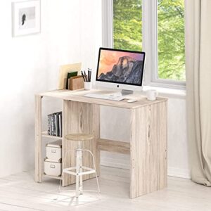 SHW Home Office Computer Desk with Shelves, Maple