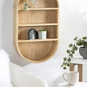 Kate and Laurel Hutton Scandinavian Capsule Wall Shelf, 16 x 28, Natural Wood, Geometric Modern Shelves for Wall