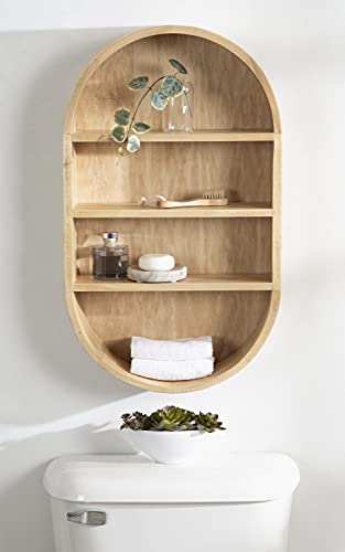 Kate and Laurel Hutton Scandinavian Capsule Wall Shelf, 16 x 28, Natural Wood, Geometric Modern Shelves for Wall