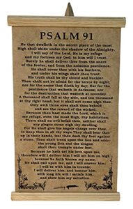psalm 91 he that dwelleth in the secret place prayer blessing scroll decor ready to hang 14 x 8.5 in. bible verse scripture canvas-style decor wall art, comfort gift rustic home
