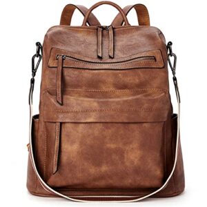 bromen womens backpack purse fashion leather backpack purse for women travel shoulder bags brown