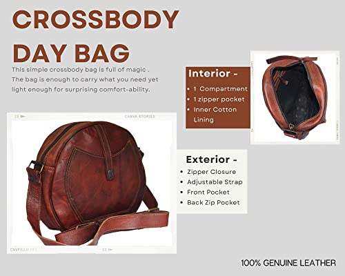 Madosh, Genuine Leather Women's Crossbody Semi-Circular Hobo Style Shoulder Bag