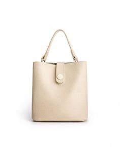 tijn crossbody handbag for women top-handle leather fashion mini tote shoulder bag medium size retro bucket bag.cream (guna)