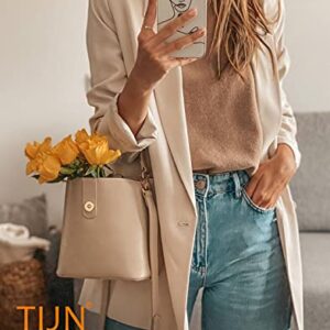 TIJN Crossbody Handbag for Women Top-Handle Leather Fashion Mini Tote Shoulder Bag Medium Size Retro Bucket Bag.cream (Guna)