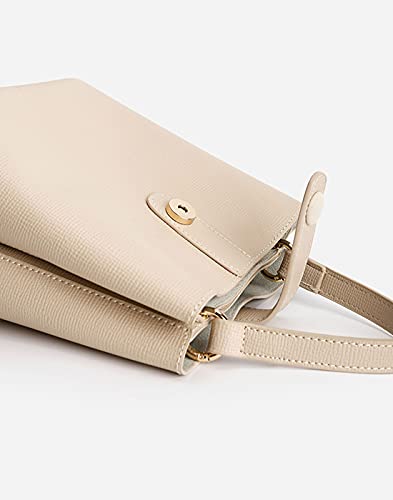 TIJN Crossbody Handbag for Women Top-Handle Leather Fashion Mini Tote Shoulder Bag Medium Size Retro Bucket Bag.cream (Guna)