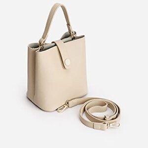 TIJN Crossbody Handbag for Women Top-Handle Leather Fashion Mini Tote Shoulder Bag Medium Size Retro Bucket Bag.cream (Guna)