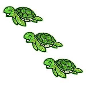 set of 3 sea turtle embroidered iron on patches