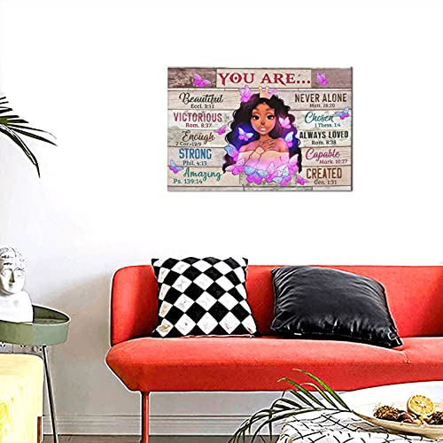 Hwzorhy African American Wall Art Black Queen Girl Canvas Print Wall Art Motivational with Black Woman Painting Wall Decor Modern Artwork Home Decoration for Living Room Bedroom Bathroom Office