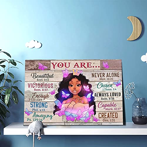 Hwzorhy African American Wall Art Black Queen Girl Canvas Print Wall Art Motivational with Black Woman Painting Wall Decor Modern Artwork Home Decoration for Living Room Bedroom Bathroom Office