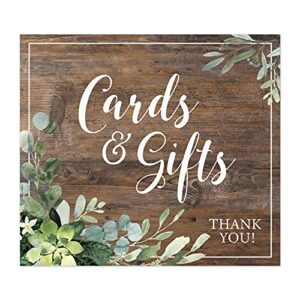 greenery cards and gifts sign / 9″ x 8″ rustic wedding sign/lush greenery table top sign/made in the usa