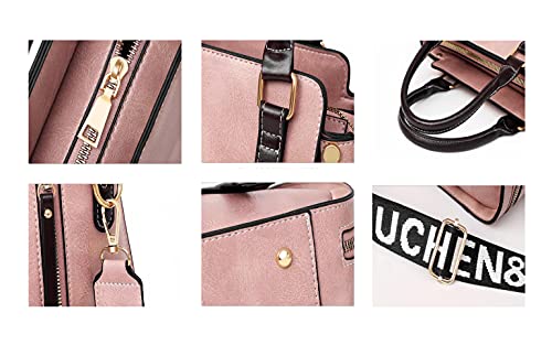 YAQUNICER Women Soft Synthetic PU Leather 4pcs Satchel Crossbody Large Capacity Top-Handle Handbags Shoulder Clutches Purse-Black