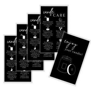 Crafters Cup Handmade Candle Care Instruction Card 50 Pack For Handmade Candle Makers Soy Bees Wax Coconut Essential Oils Black with White, 3.5 x 2 inches