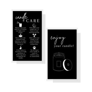 Crafters Cup Handmade Candle Care Instruction Card 50 Pack For Handmade Candle Makers Soy Bees Wax Coconut Essential Oils Black with White, 3.5 x 2 inches