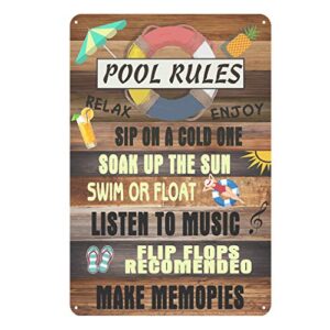 jacevoo metal signs pool rules tin sign vintage pool patio wall decoration outdoor swimming pool sign 16 x 12 inch