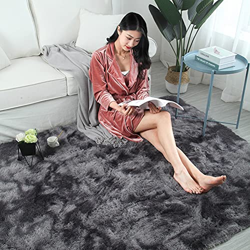 Soft Fluffy Area Rug,Super Cozy Plush Shaggy Rug for Living Room Bedroom Home Decor, Fuzzy Carpet for Kids Girls Nursery Dorm (Dark Gray, 4x6 Feet)