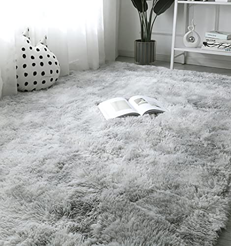 Soft Fluffy Area Rug,Super Cozy Plush Shaggy Rug for Living Room Bedroom Home Decor, Fuzzy Carpet for Kids Girls Nursery Dorm (Grey, 5.3x7.5 Feet)