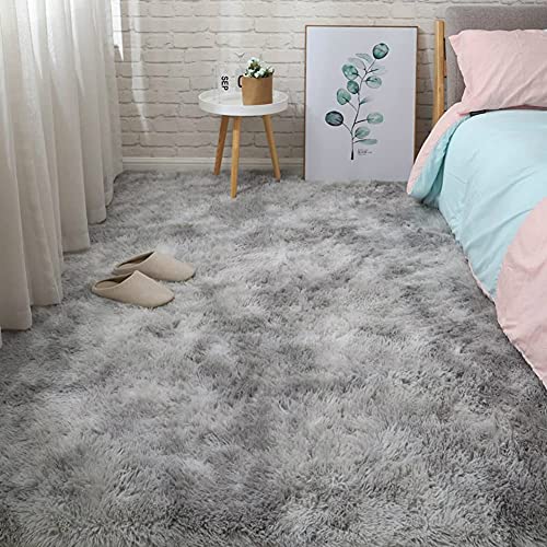 Soft Fluffy Area Rug,Super Cozy Plush Shaggy Rug for Living Room Bedroom Home Decor, Fuzzy Carpet for Kids Girls Nursery Dorm (Grey, 5.3x7.5 Feet)