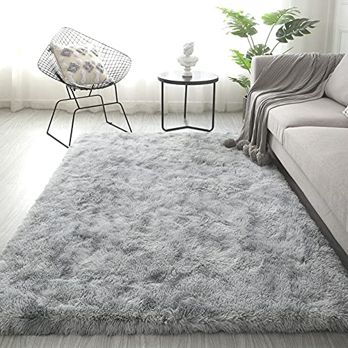 Soft Fluffy Area Rug,Super Cozy Plush Shaggy Rug for Living Room Bedroom Home Decor, Fuzzy Carpet for Kids Girls Nursery Dorm (Grey, 5.3x7.5 Feet)