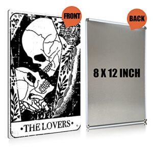 BEASTZHENG Tarot Cards The Lovers Metal Tin Sign Wall Décor Black Vintage Sign for Home Living Room Bedroom Decor Gifts