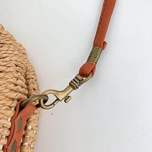 Crossbody Straw Bag Womens Rattan Woven Handbag for Beach Travel (Khaki)