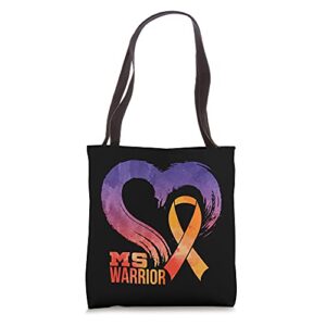 ms warrior heart multiple sclerosis awareness month tote bag
