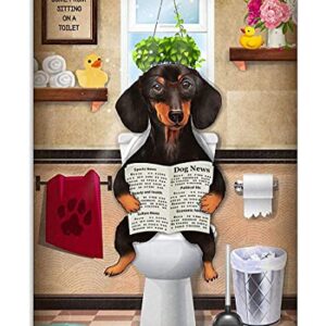 cutespree Metal Tin Signs Dachshund Bath SOAP WASH Your Dachshund Funny Bathroom Quote Art Picture Decor Poster Man cave Decoration 12x8 inch