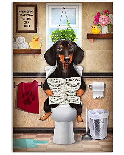 cutespree Metal Tin Signs Dachshund Bath SOAP WASH Your Dachshund Funny Bathroom Quote Art Picture Decor Poster Man cave Decoration 12x8 inch