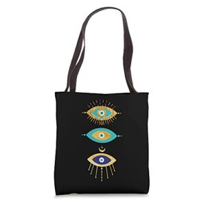 all seeing evil eyes yellow eyelashes curse protection tote bag