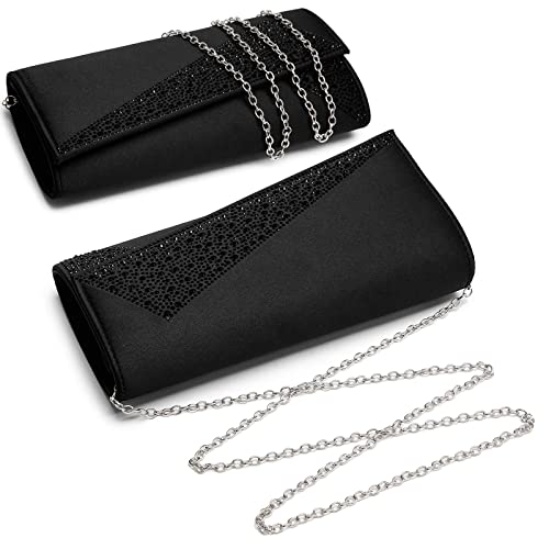 Dasein Women Rhinestone Evening Clutch Bags Formal Party Clutches Wedding Purses Cocktail Prom Clutches (Black)