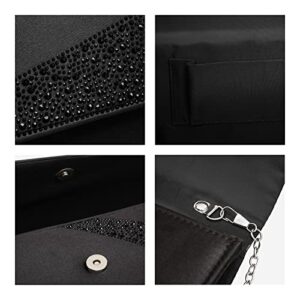 Dasein Women Rhinestone Evening Clutch Bags Formal Party Clutches Wedding Purses Cocktail Prom Clutches (Black)