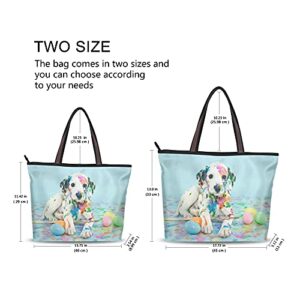 Linqin Women's Shoulder Handbags Tote Purse with Zipper closure A Funny Little Dalmatian Puppy
