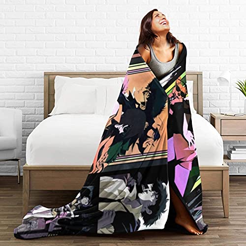 Cowboy Anime Bebop Blanket Throw Blankets Ultra Soft Flannel Lightweight Throws for Couch, Bed, Plush Fuzzy Flannel Microfiber Warm Thermal Blanket All Seasons Use 80"x60"