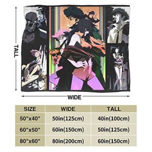 Cowboy Anime Bebop Blanket Throw Blankets Ultra Soft Flannel Lightweight Throws for Couch, Bed, Plush Fuzzy Flannel Microfiber Warm Thermal Blanket All Seasons Use 80"x60"