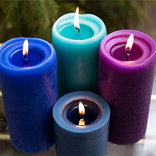 CANDWAX Assorted Candles Pillar - Set of 3 Rustic Pillar Candles Includes 3", 4" and 8" Unscented Candles - Long Burning Candles Ideal as Wedding Candles and Candles for Home - Dark Blue Candles