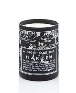 harlem candle company langston nightclub map of harlem, scented candle, double wick, 12 oz black glass jar, soy wax, gift box, scents of clove, vanilla, jasmine, sandalwood and amber