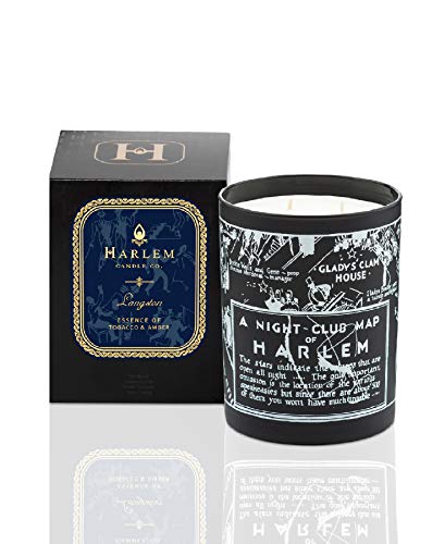 Harlem Candle Company Langston Nightclub Map of Harlem, Scented Candle, Double Wick, 12 oz Black Glass Jar, Soy Wax, Gift Box, Scents of Clove, Vanilla, Jasmine, Sandalwood and Amber